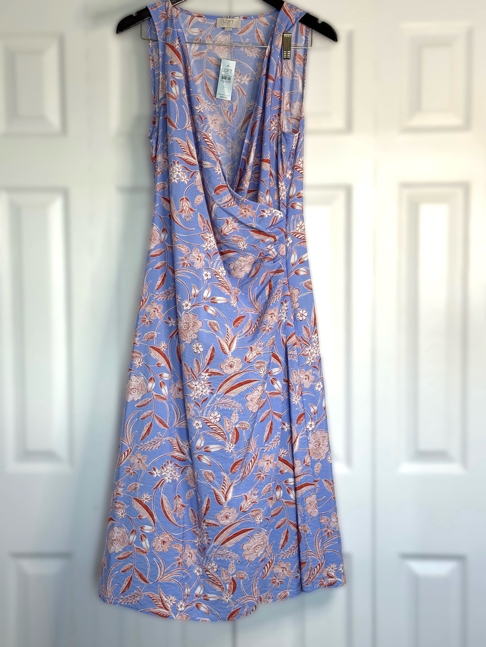 NWT-LOFT Outlet Petite 10 Periwinkle Blue Floral Wrap Dress